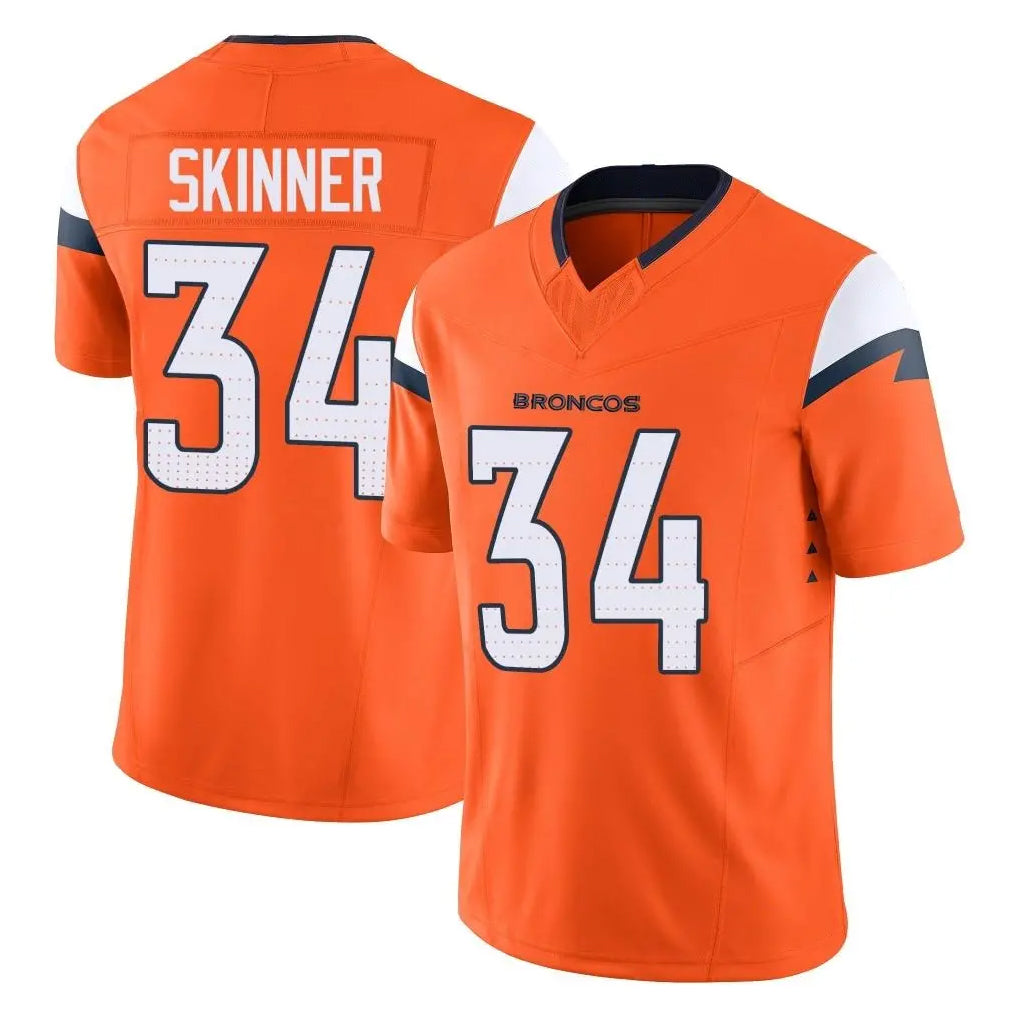 D.Broncos #34 JL Skinner Player Orange Vapor F.U.S.E. Limited Home Game Qdoa Stitched Jerseys