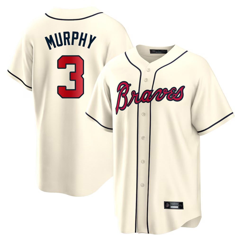 A.Braves #3 Dale Murphy Player Cream Home Game Qdoa Stitched Jerseys