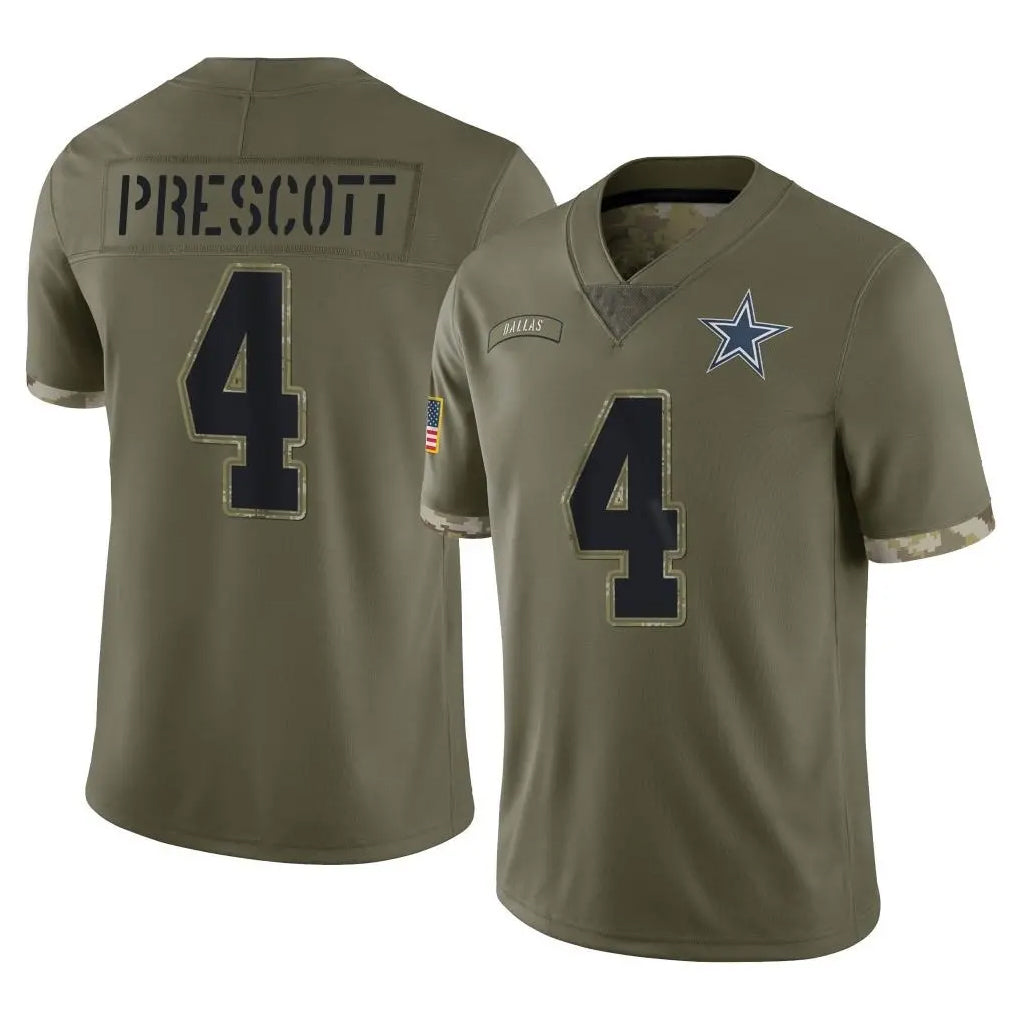 D.Cowboys #4 Dak Prescott Player Olive Salute to Service Limited Game Qdoa Stitched Jerseys