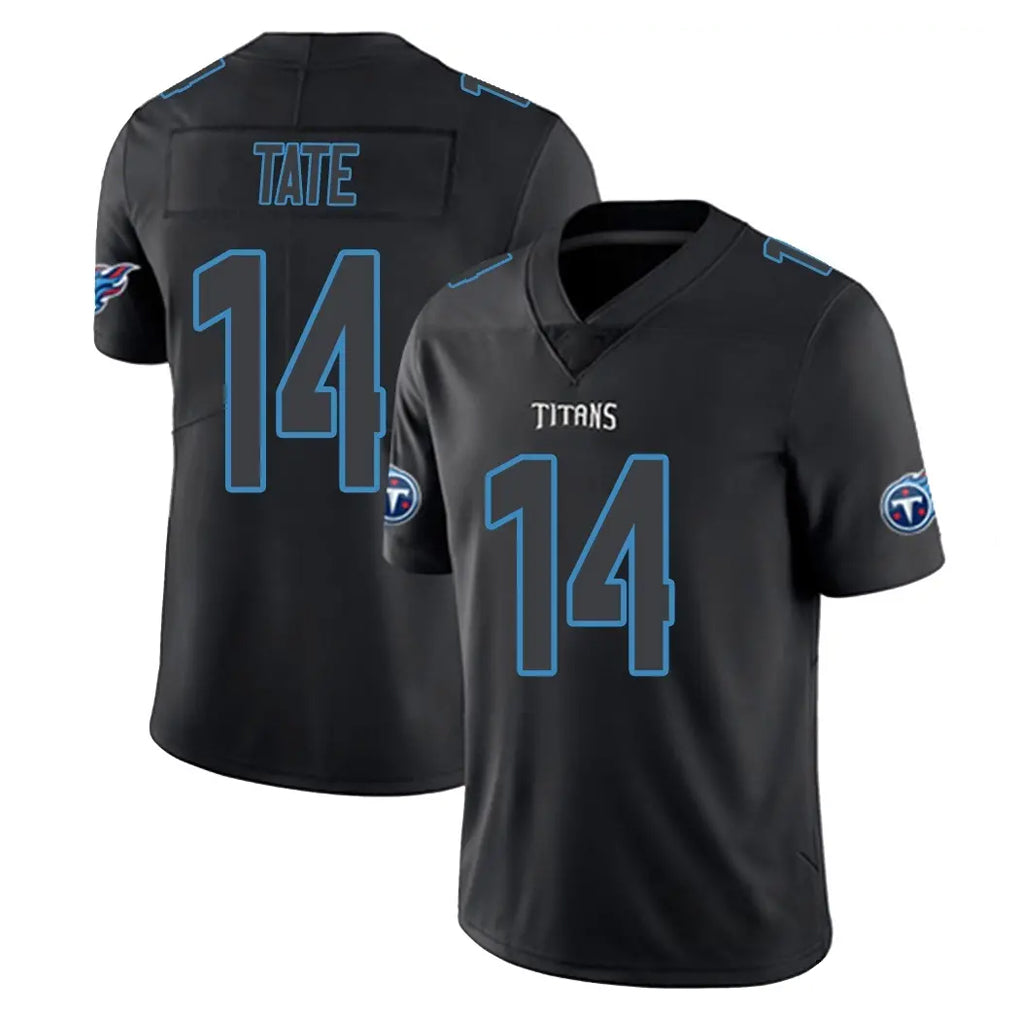 T.Titans #14 Carnell Tate Player Black Impact Limited Home Game Qdoa Stitched Jerseys