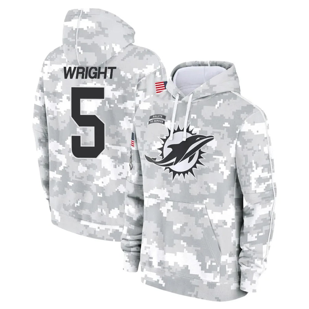 M.Dolphins #5 Jaylen Wright Player Arctic Camo Salute to Service Hoodies Limited Game Qdoa Stitched Jerseys