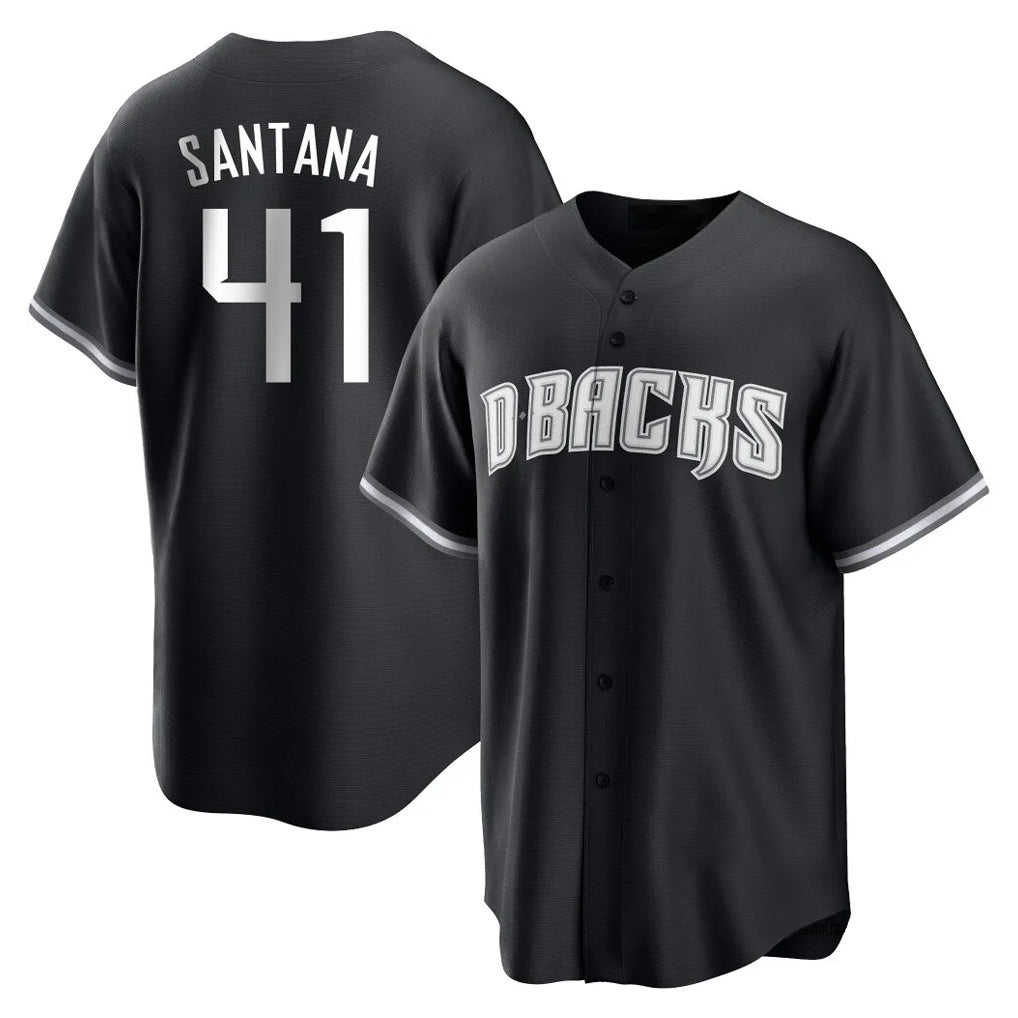 A.Diamondbacks #41 Carlos Santana Player Black Game Home Qdoa Stitched Jerseys