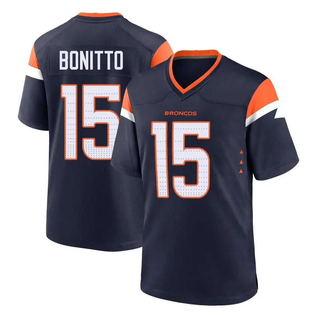 D.Broncos #15 Nik Bonitto Player Navy Home Game Qdoa Stitched Jerseys
