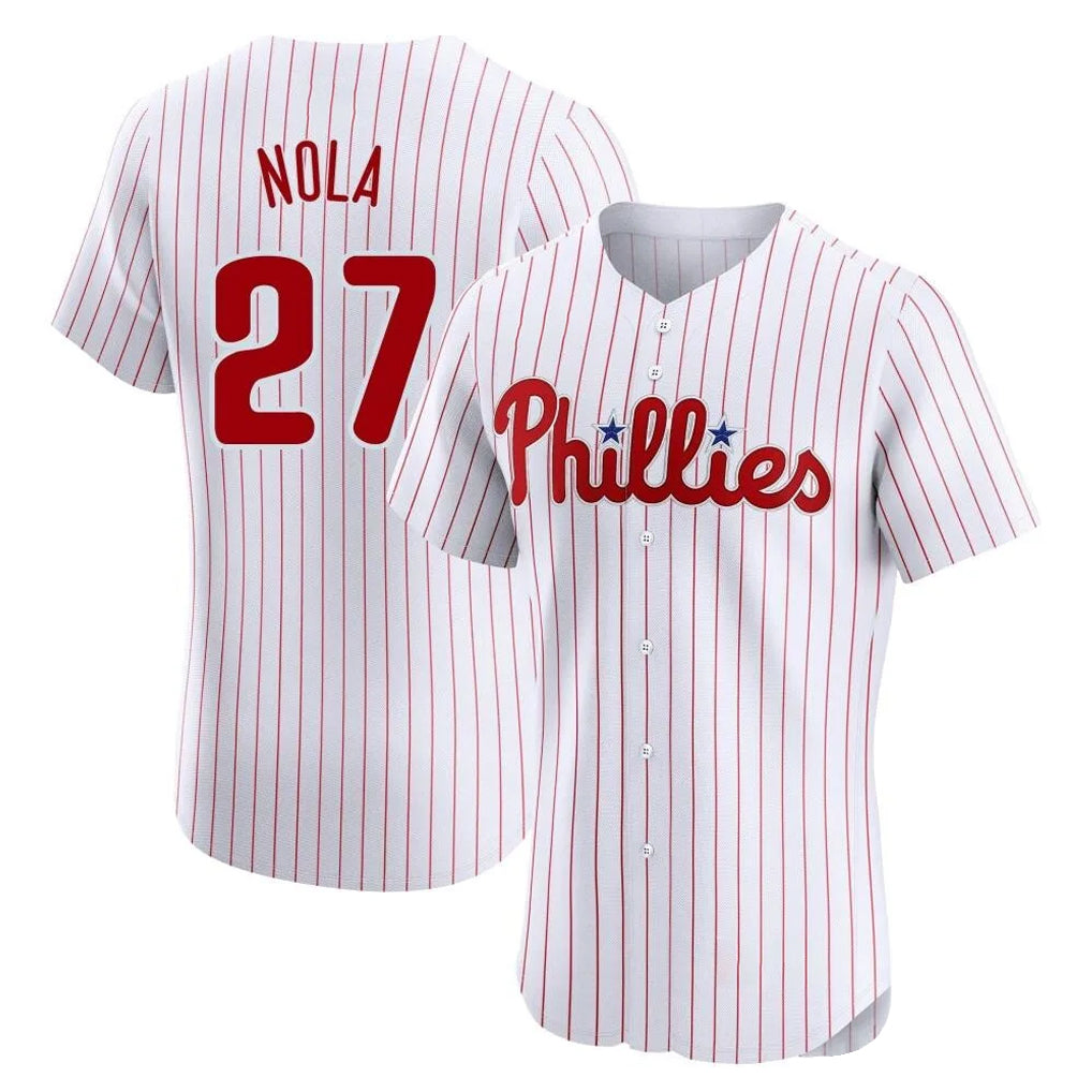 P.Phillies #27 Aaron Nola Player White Home Limited Elite Qdoa Stitched Jerseys