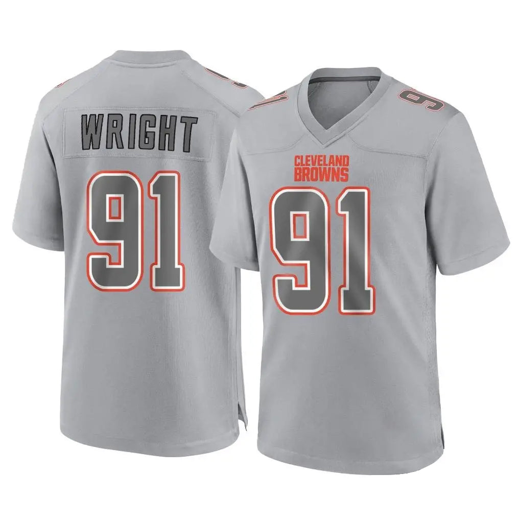 C.Browns #91 Alex Wright Player Gray Atmosphere Fashion Game Qdoa Stitched Jerseys