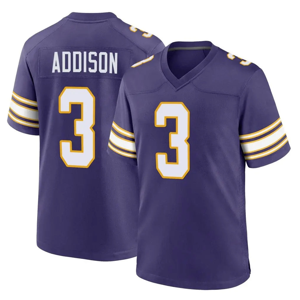 M.Vikings #3 Jordan Addison Player Purple Classic Home Game Qdoa Stitched Jerseys