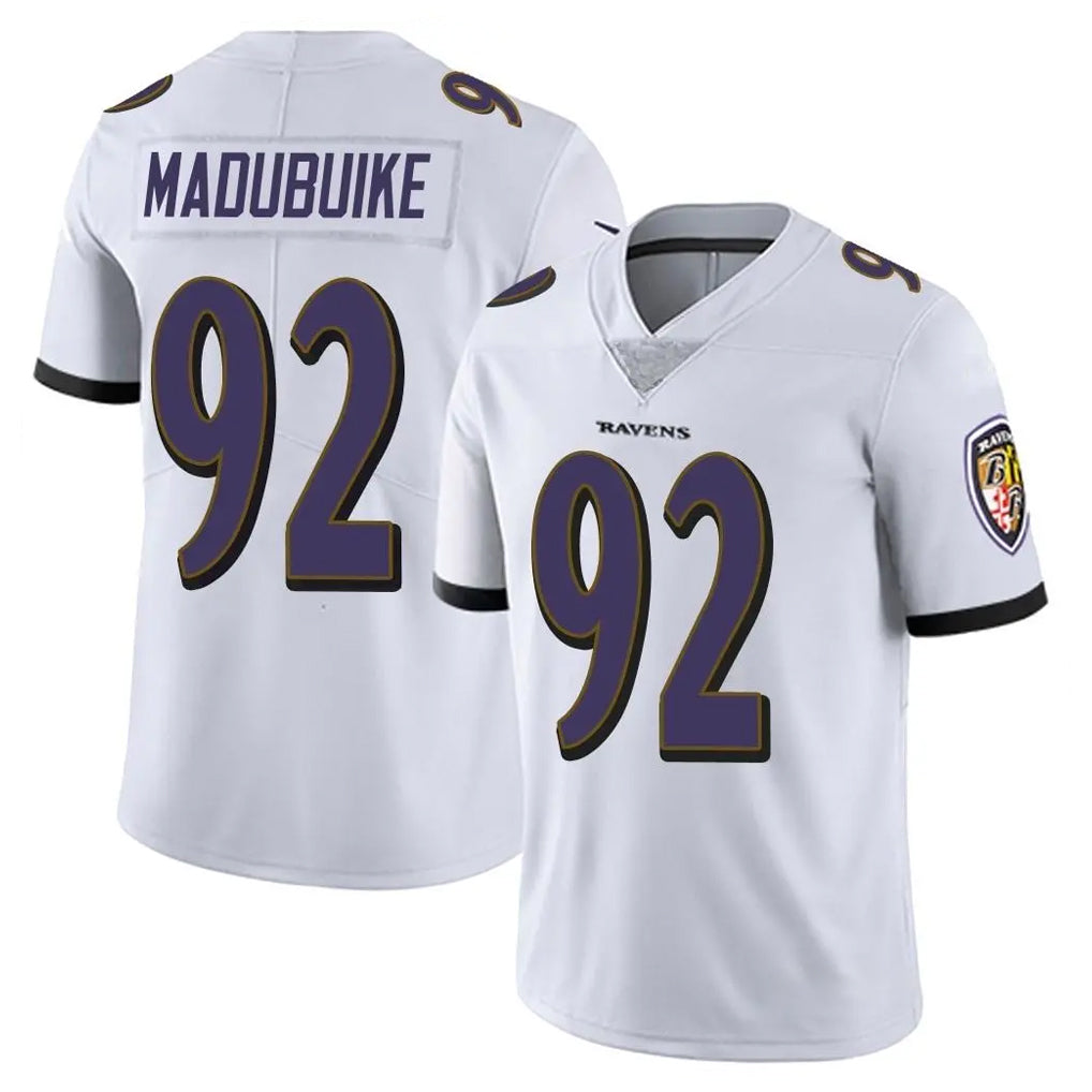 B.Ravens #92 Nnamdi Madubuike Player White Vapor F.U.S.E. Limited Qdoa Stitched Jerseys