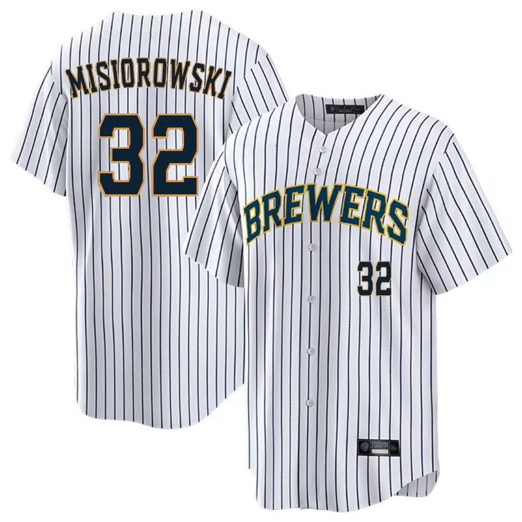 M.Brewers #32 Jacob Misiorowski Player White Stripes Limited Game Home Qdoa Stitched Jerseys
