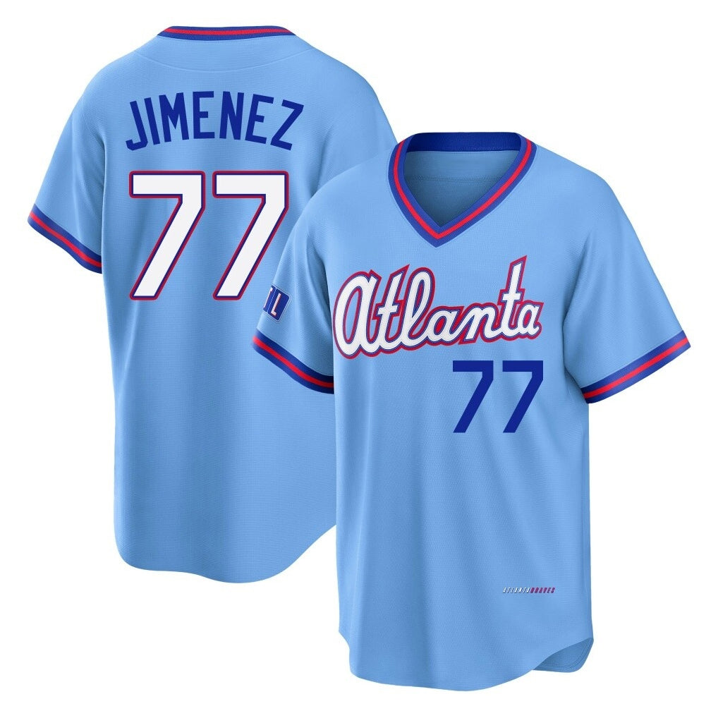 A.Braves #77 Joe Jimenez Player Powder Blue 2026 City Connect T-shirt Home Game Qdoa Stitched Jerseys