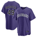 C.Rockies #49 Antonio Senzatela Player Purple Game Home Qdoa Stitched Jerseys