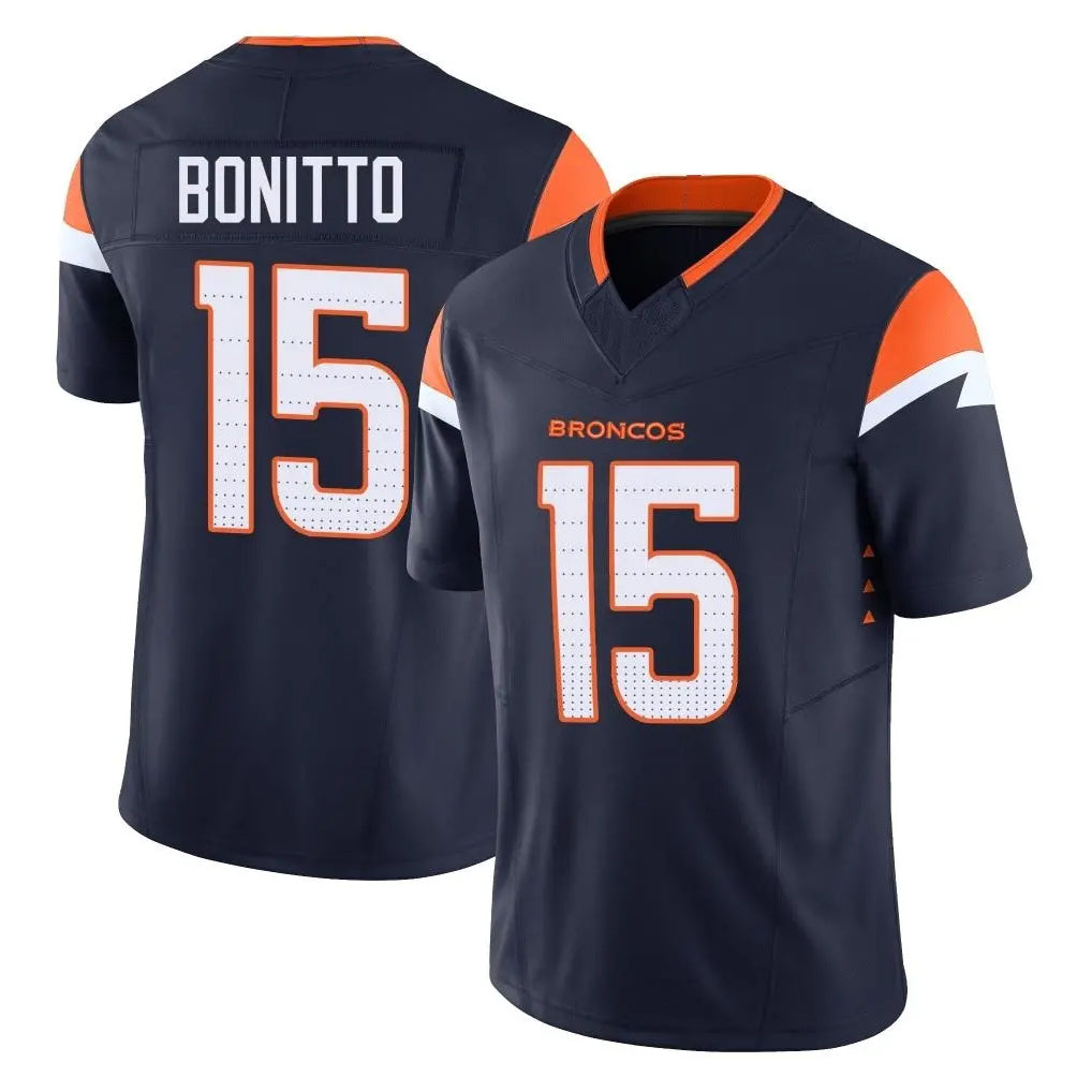 D.Broncos #15 Nik Bonitto Player Navy Limited Vapor F.U.S.E. Home Game Qdoa Stitched Jerseys