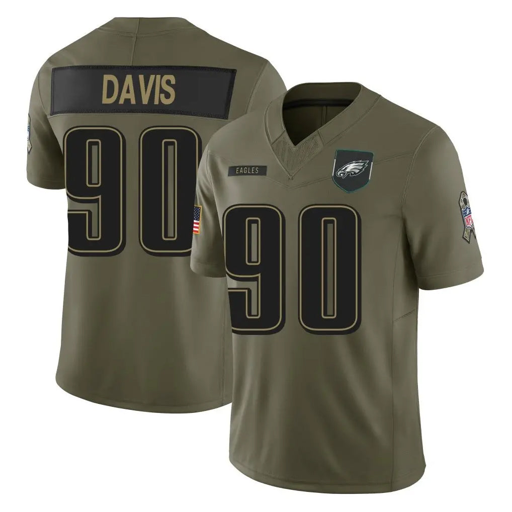 P.Eagles #90 Jordan Davis Player Olive 2025 Salute To Service Limited Qdoa Stitched Jerseys