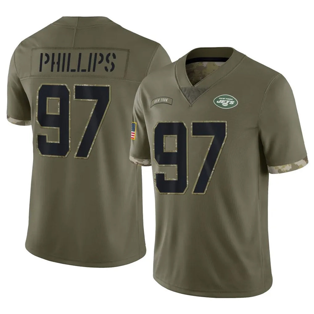 NY.Jets #97 Harrison Phillips Player Olive Salute To Service Limited Qdoa Stitched Jerseys