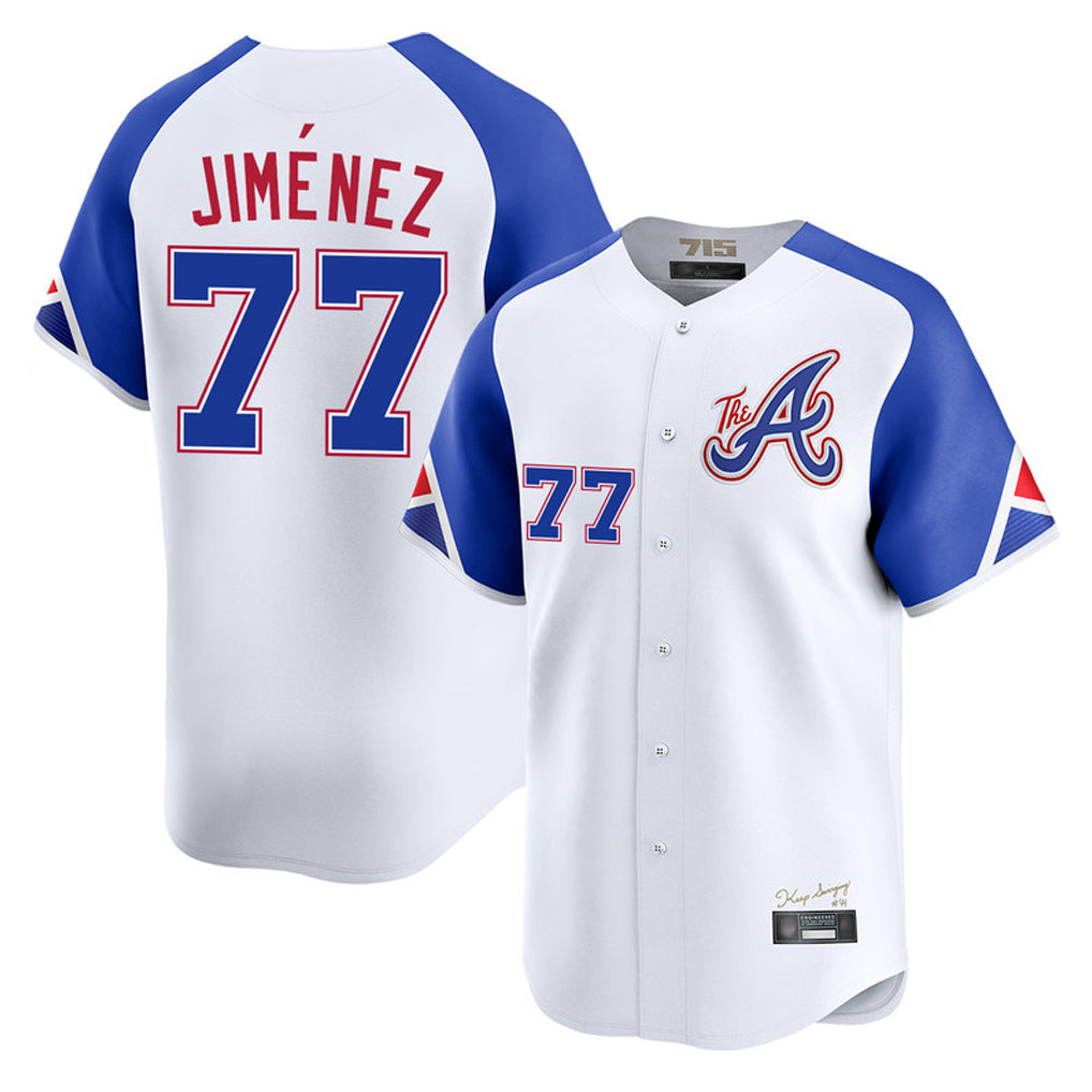 A.Braves #77 Joe Jimenez Player White City Connect Limited Home Game Qdoa Stitched Jerseys