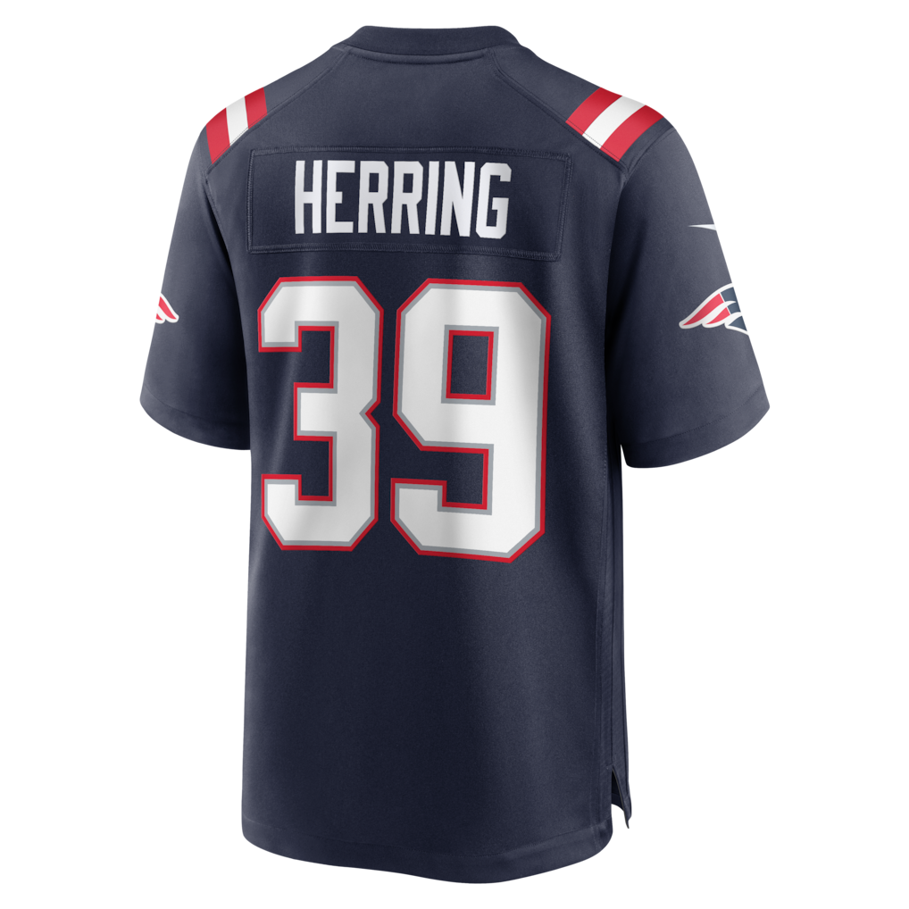 Qdoa NE.Patriots #39 Tyron Herring Navy Game Retired Player Jersey
