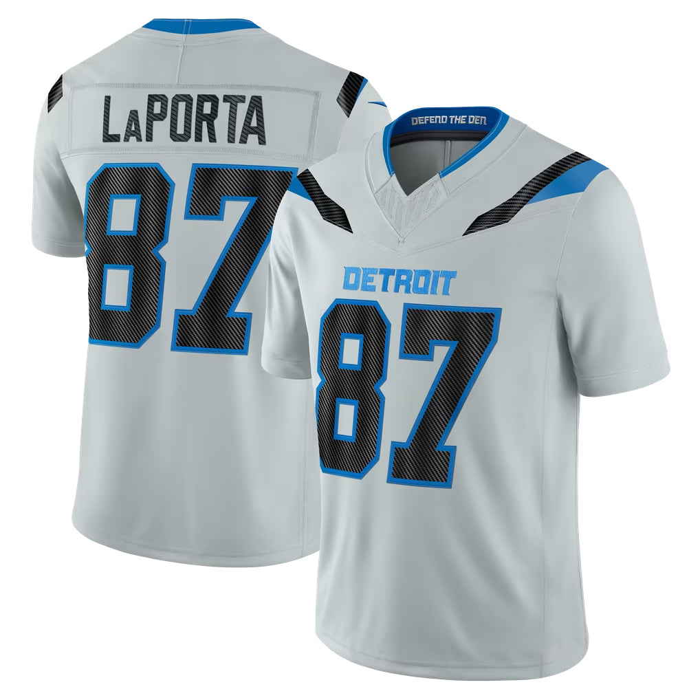 D.Lions #87 Sam LaPorta Player Silver Limited 2026 Rivalries Collection Home Game Qdoa Stitched Jerseys