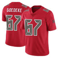 TB.Buccaneers #67 Luke Goedeke Player Red Limited Color Rush Home Game Qdoa Stitched Jerseys