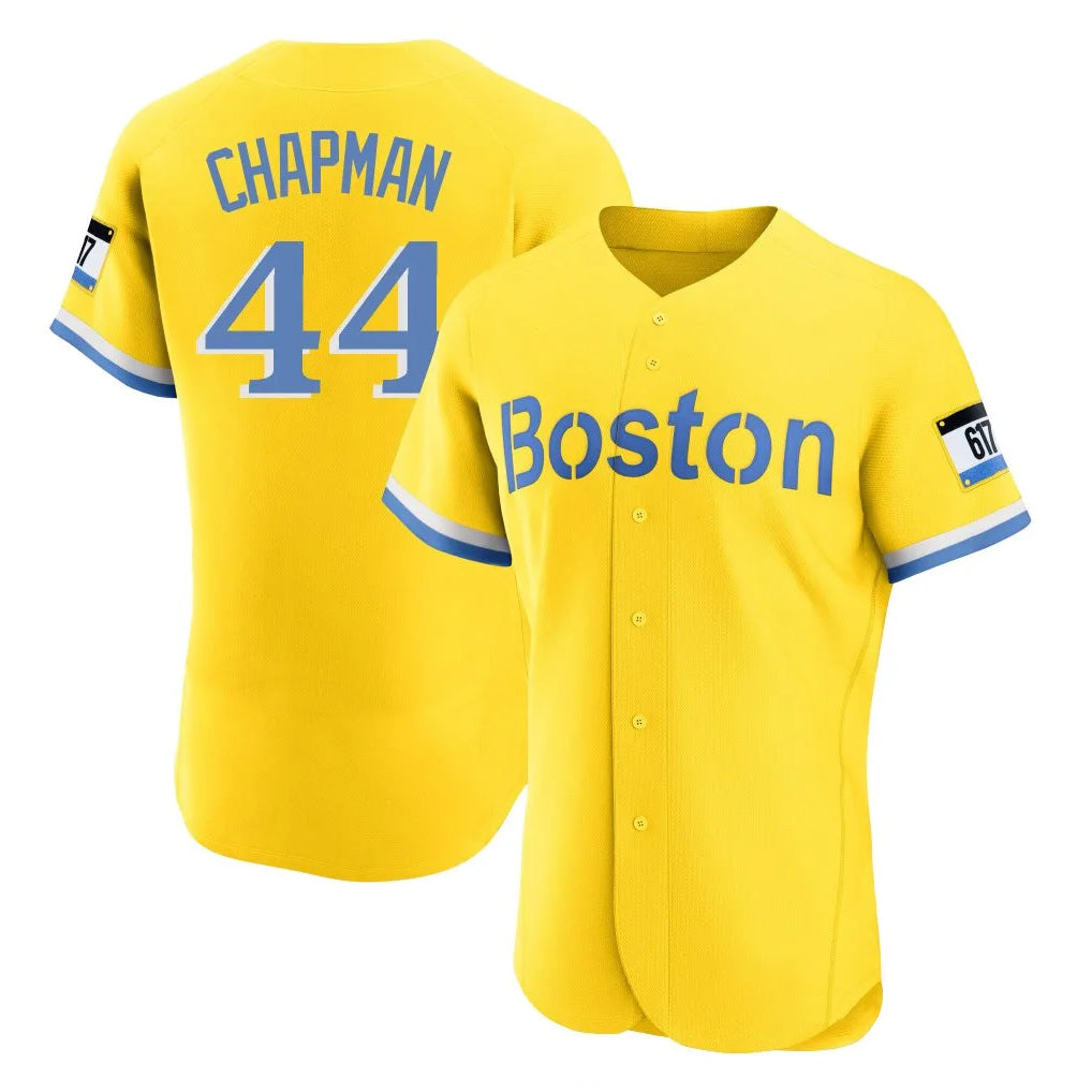 B.Red Sox #44 Aroldis Chapman Player Yellow Limited Elite Home Game Qdoa Stitched Jerseys