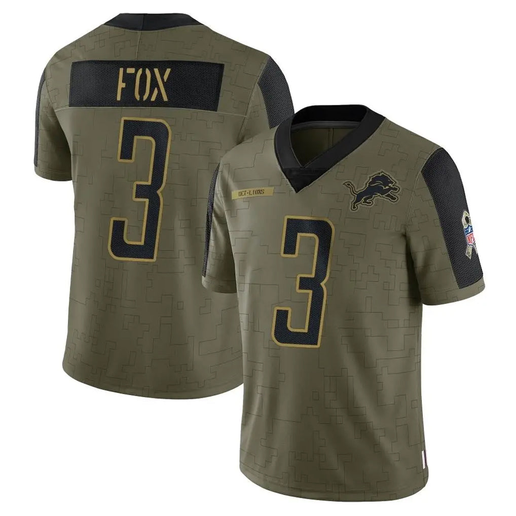 D.Lions #3 Jack Fox Player Olive Salute To Service Limited Game Qdoa Stitched Jerseys
