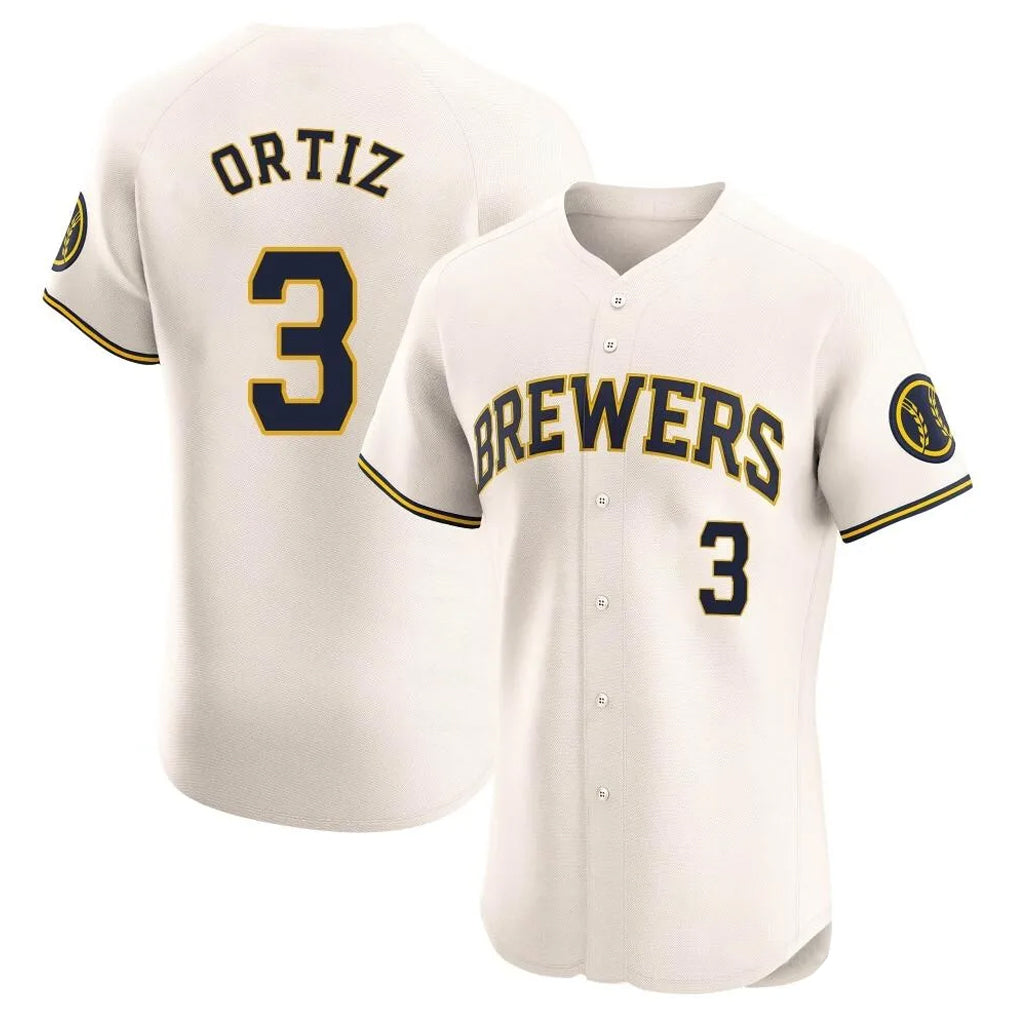 M.Brewers #3 Joey Ortiz Player Cream Home Limited Elite Qdoa Stitched Jerseys