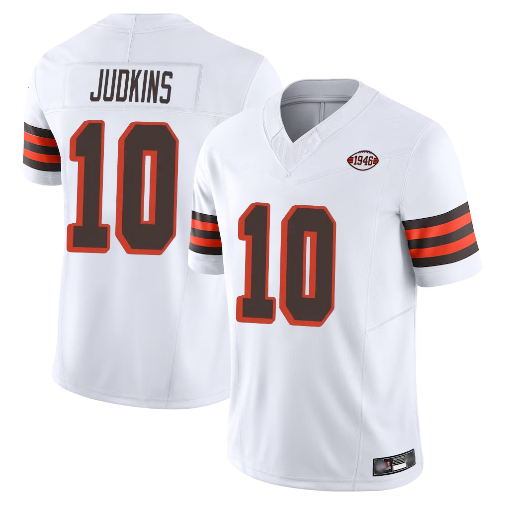 C.Browns #10 Quinshon Judkins Player White Limited Vapor F.U.S.E. Alternate Game Qdoa Stitched Jerseys
