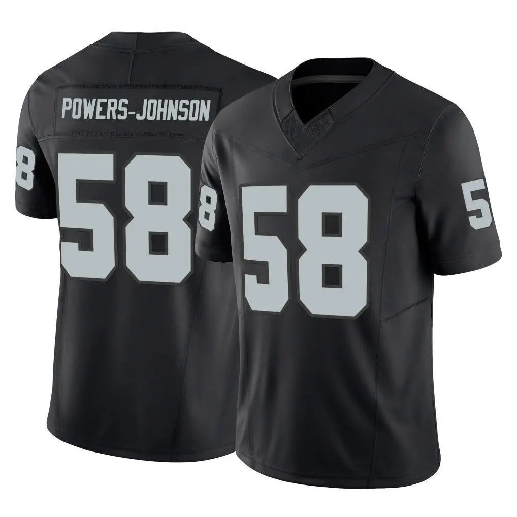 LV.Raiders #58 Jackson Powers-Johnson Player Black Limited Vapor F.U.S.E. Home Game Qdoa Stitched Jerseys
