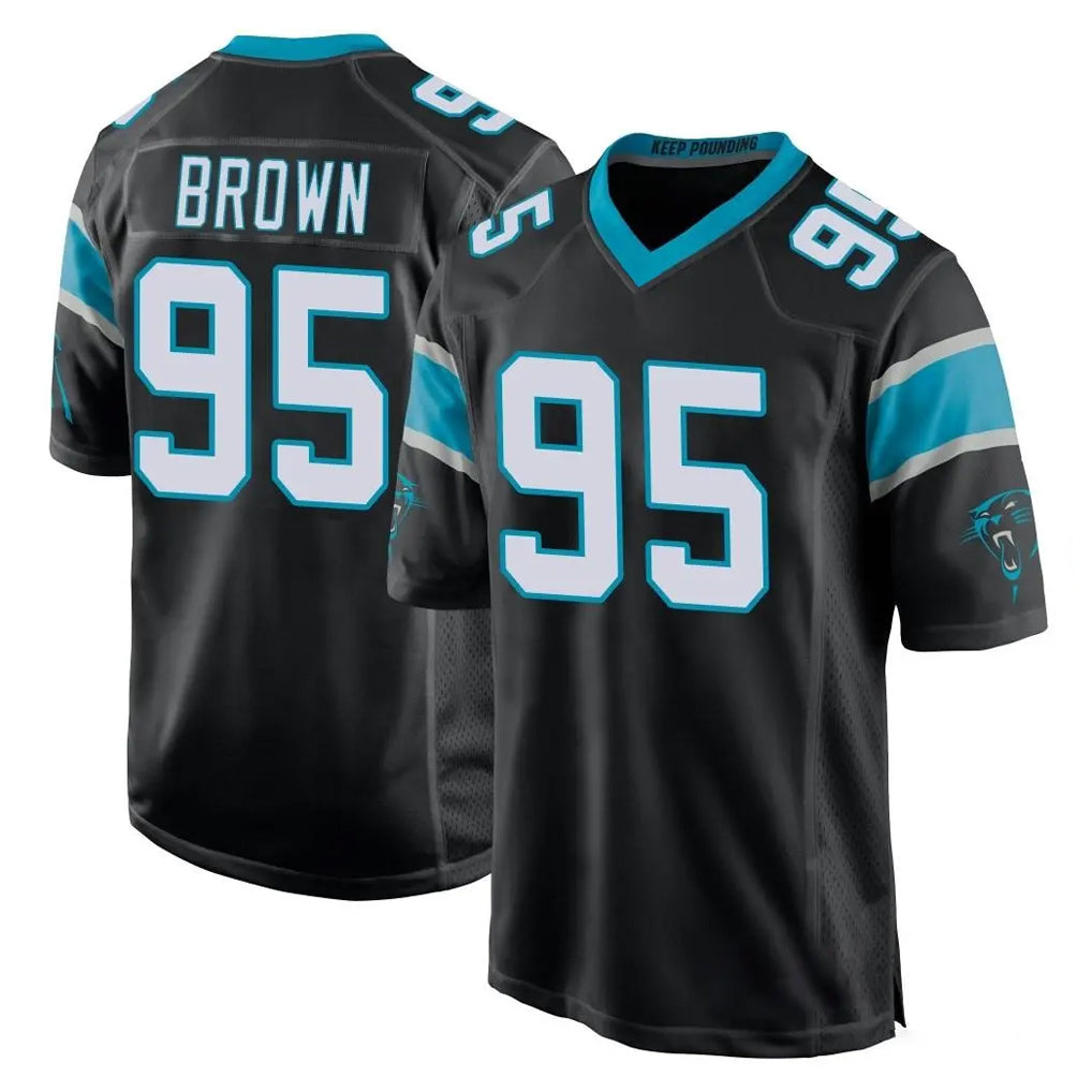 C.Panthers #95 Derrick Brown Player Black Game Qdoa Stitched Jerseys