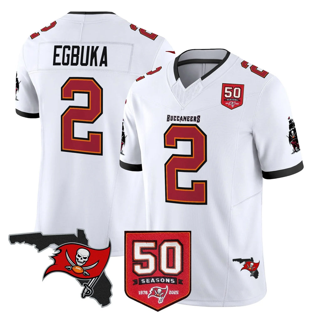 TB.Buccaneers #2 Emeka Egbuka Player White Limited 2026 Season Vapor F.U.S.E. Home Game Qdoa Stitched Jerseys