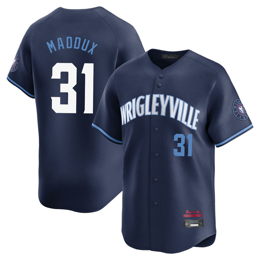 C.Cubs #31 Greg Maddux Player Navy City Connect Limited Home Qdoa Stitched Jerseys