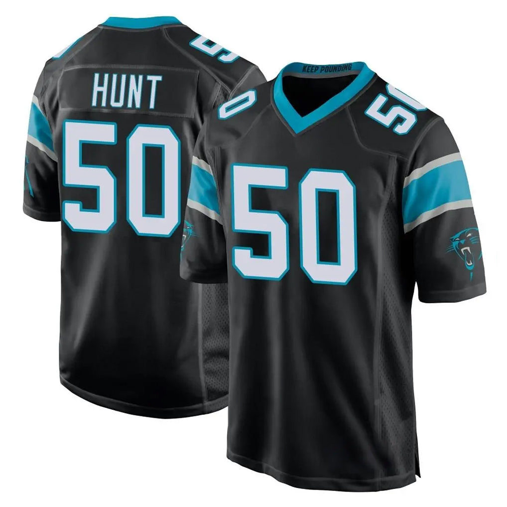 C.Panthers #50 Robert Hunt Player Black Game Qdoa Stitched Jerseys