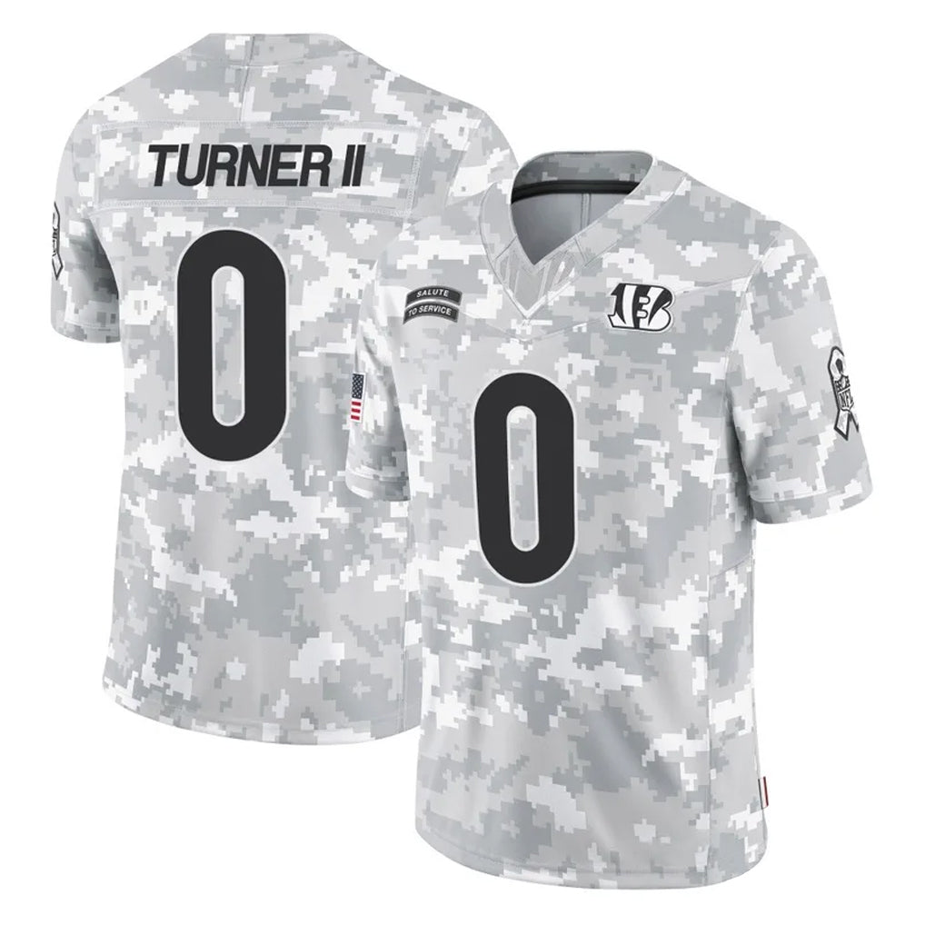 C.Bengals #0 DJ Turner II Player Arctic Camo Salute to Service Limited Qdoa Stitched Jerseys