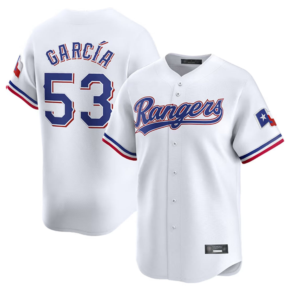T.Rangers #53 Adolis Garcia Player White Home Limited Qdoa Stitched Jerseys