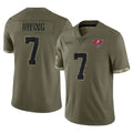 TB.Buccaneers #7 Bucky Irving Player Olive Limited Salute To Service Home Game Qdoa Stitched Jerseys