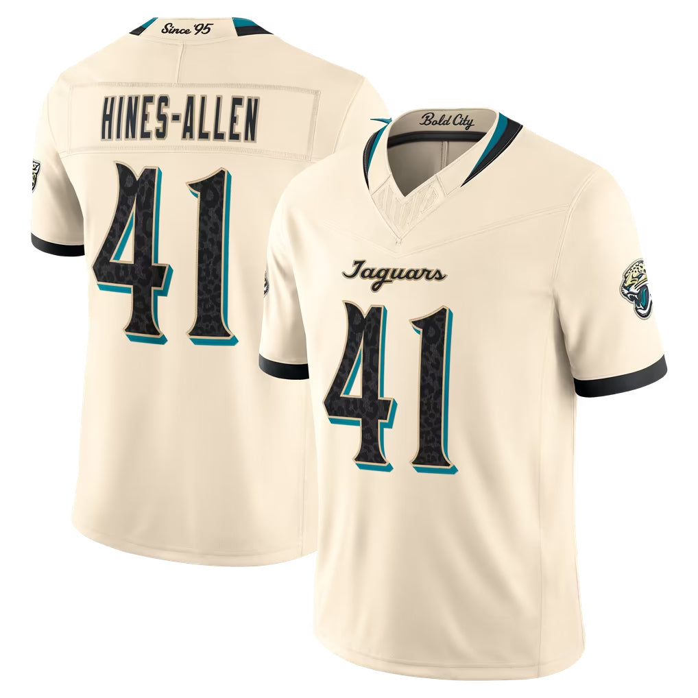 J.Jaguars #41 Josh Hines-Allen Player Natural Limited 2026 Rivalries Collection Game Qdoa Stitched Jerseys