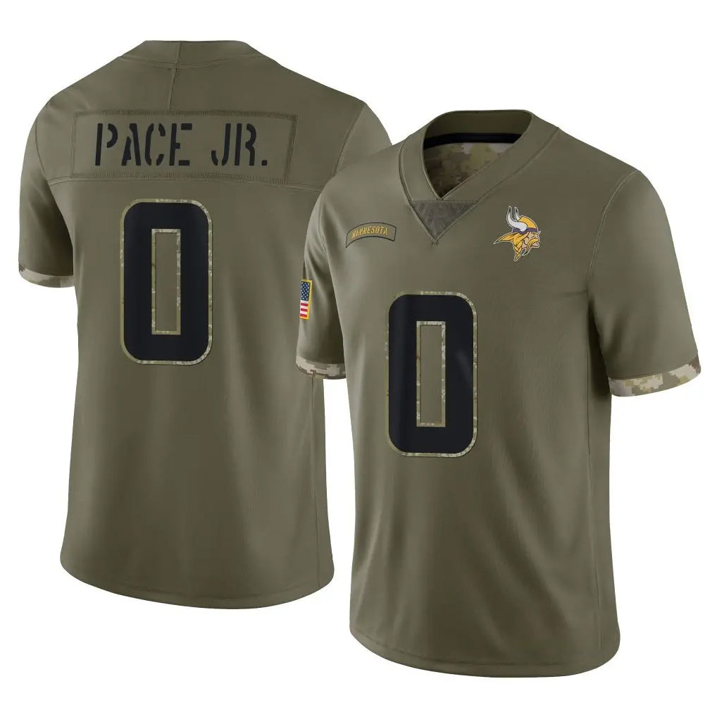M.Vikings #0 Ivan Pace Jr. Player Olive Salute To Service Limited Qdoa Stitched Jerseys