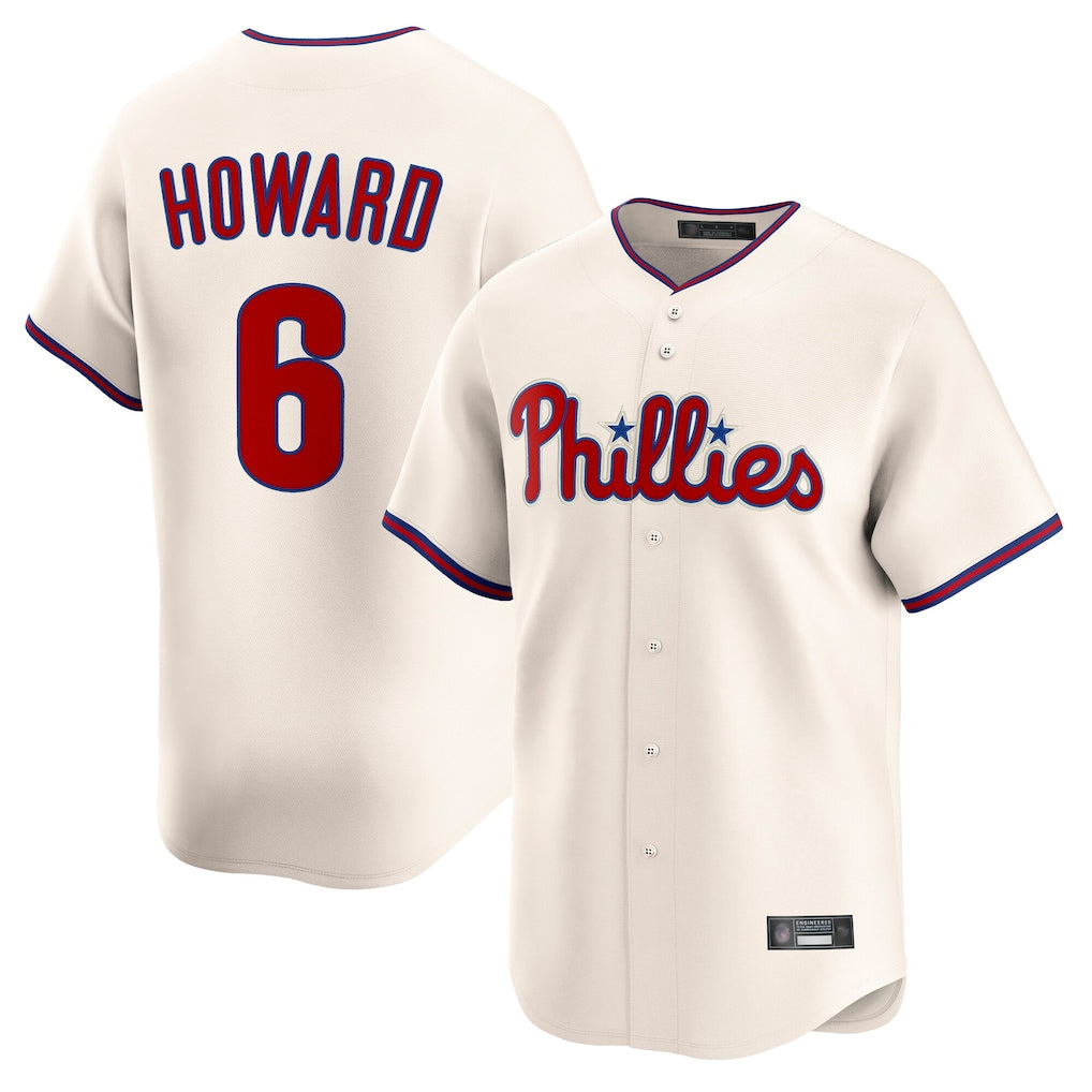 P.Phillies #6 Ryan Howardr Player Cream Home Limited Qdoa Stitched Jerseys