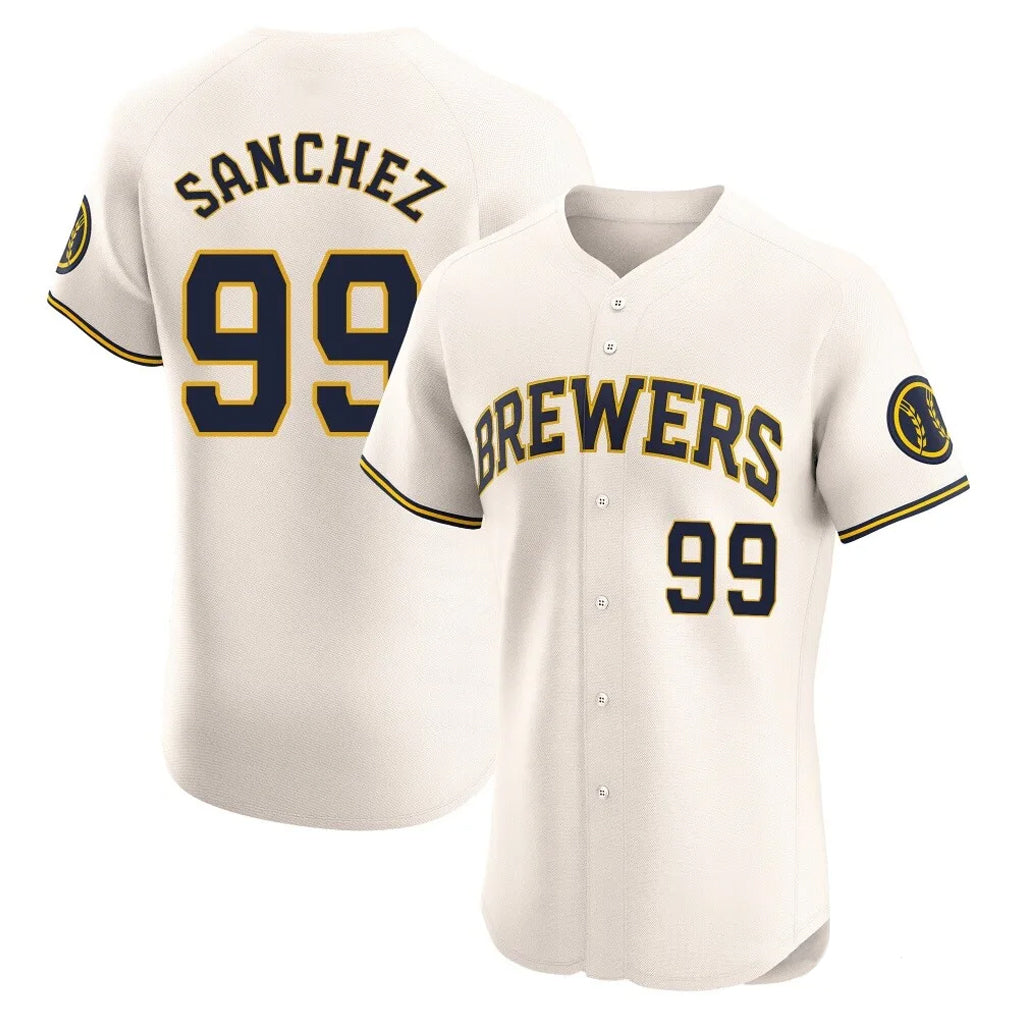 M.Brewers #99 Gary Sanchez Player Cream Home Limited Elite Qdoa Stitched Jerseys