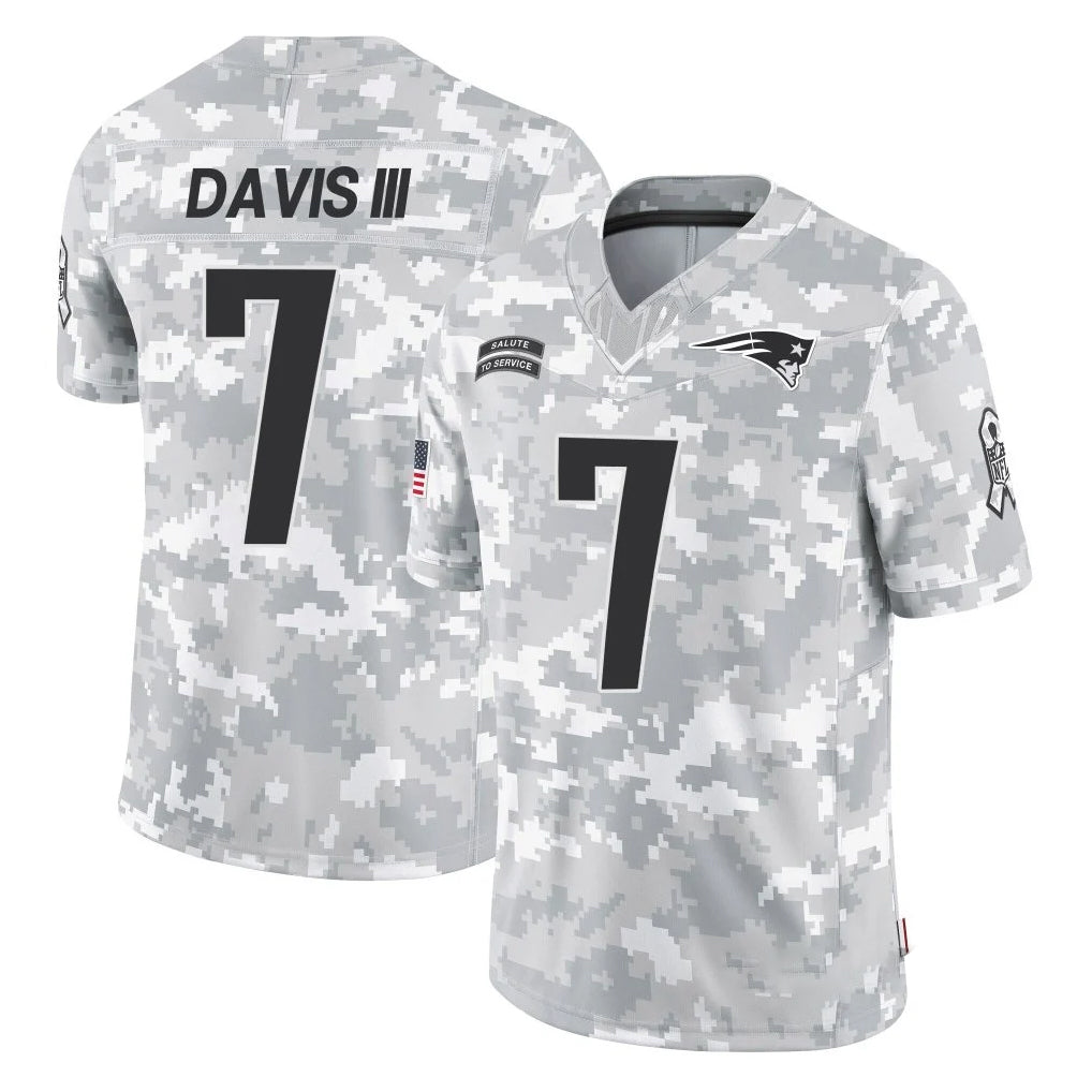 NE.Patriots #7 Carlton Davis III Player Arctic Camo Salute To Service Limited Game Qdoa Stitched Jerseys