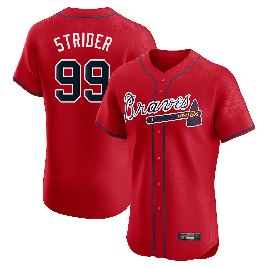 A.Braves #99 Spencer Strider Player Red Limited Elite Home Game Qdoa Stitched Jerseys