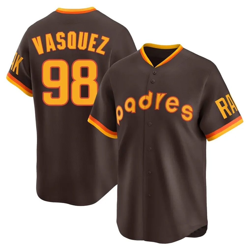 S.Diego Padres #98 Randy Vasquez Player Brown Home Cooperstown Collection Replica Game Qdoa Stitched Jerseys