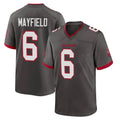 TB.Buccaneers #6 Baker Mayfield Player Pewter Alternate Home Game Qdoa Stitched Jerseys