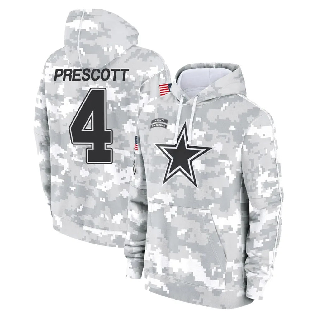 D.Cowboys #4 Dak Prescott Player Arctic Camo Salute to Service Hoodies Limited Game Qdoa Stitched Jerseys