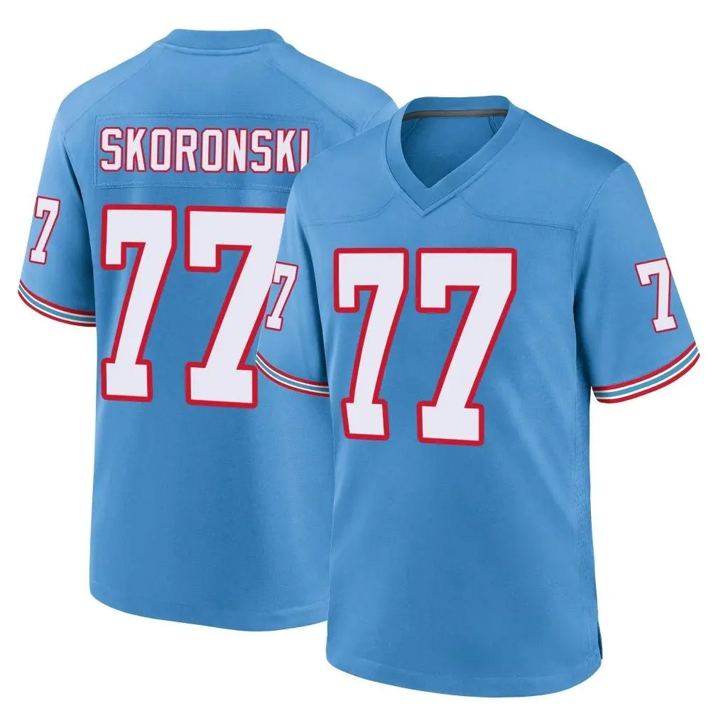 T.Titans #77 Peter Skoronski Player Light Blue Oilers Throwback Home Game Qdoa Stitched Jerseys