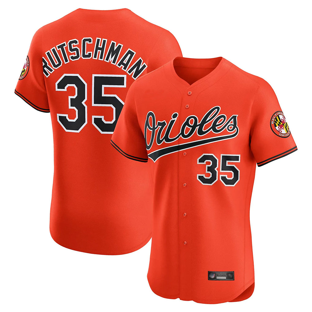 B.Orioles #35 Adley Rutschman Player Orange Limited Elite Home Game Qdoa Stitched Jerseys