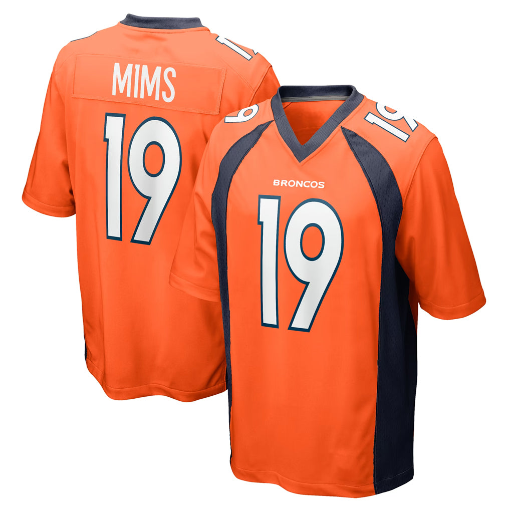 D.Broncos #19 Marvin Mims Jr. Player Orange Color Home Game Qdoa Stitched Jerseys