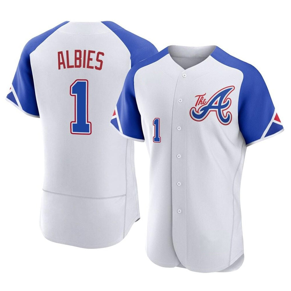 A.Braves #1 Ozzie Albies Player White City Connect Limited Elite Home Game Qdoa Stitched Jerseys