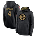 P.Steelers #4 DK Metcalf Player Black Salute to Service Hoodies Limited Game Qdoa Stitched Jerseys