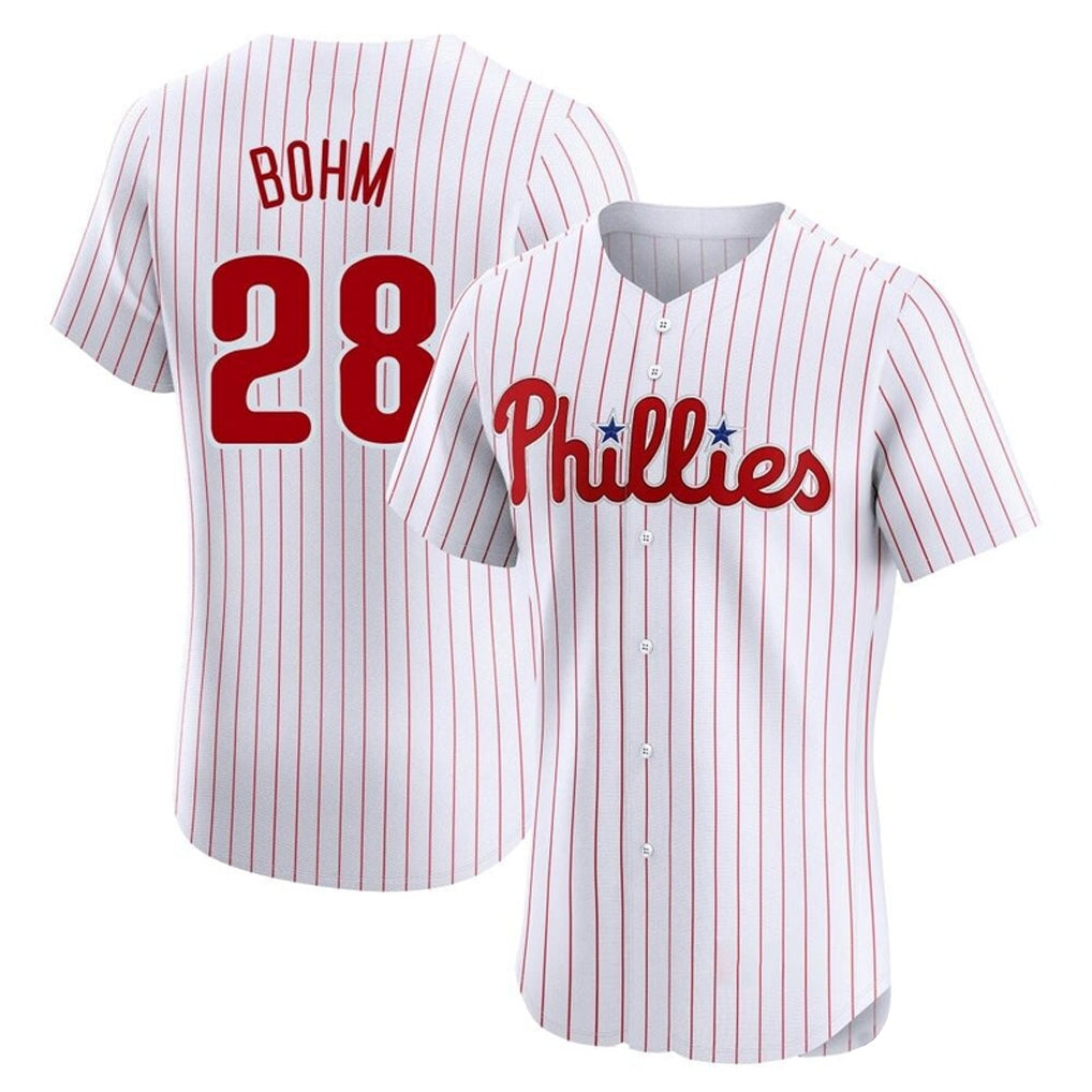 P.Phillies #28 Alec Bohm Player White Home Limited Elite Qdoa Stitched Jerseys