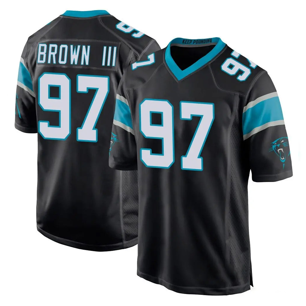 C.Panthers #97 Bobby Brown III Player Black Home Game Qdoa Stitched Jerseys