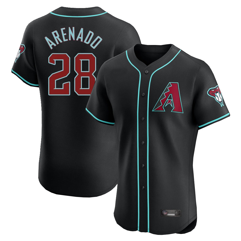 A.Diamondbacks #28 Nolan Arenado Player Black Limited Elite Home Game Qdoa Stitched Jerseys